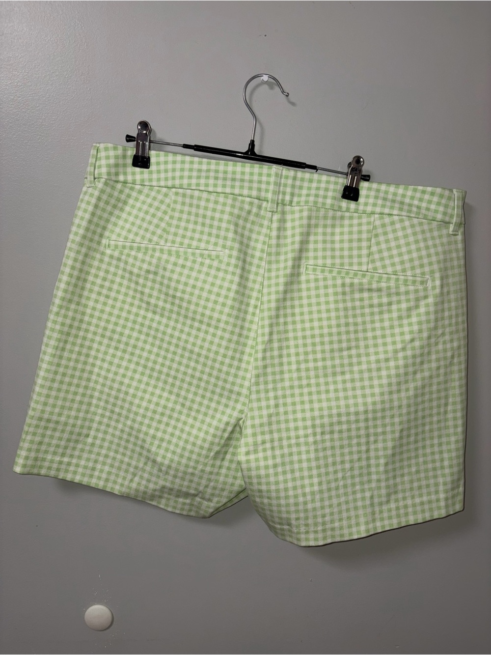 Old Navy High Rise Pixie Shorts Green White Gingham NWT 16 Coastal Vacation - Picture 4 of 4